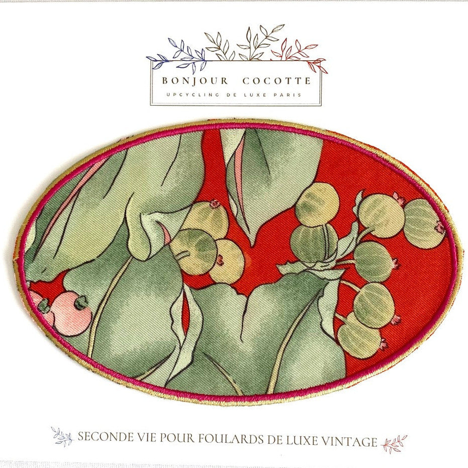 Coudière patch  thermocollant upcycling de soie issue de la revalorisation de foulards de luxe vintage Valentino