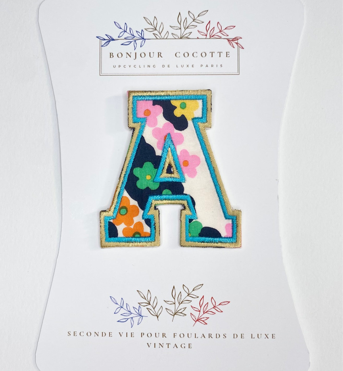 Patch  thermocollant petite lettre A foulard revalorisé vintage Dior