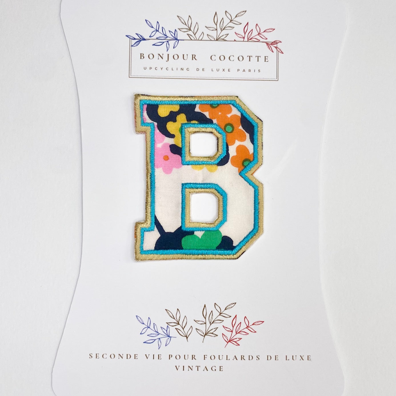 Patch  thermocollant petite lettre B foulard revalorisé vintage Dior