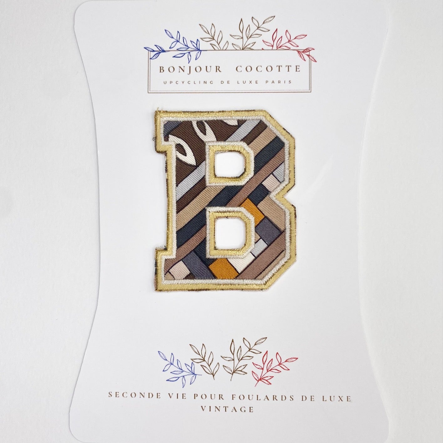 Patch  thermocollant petite lettre B  foulard revalorisé vintage Pucci