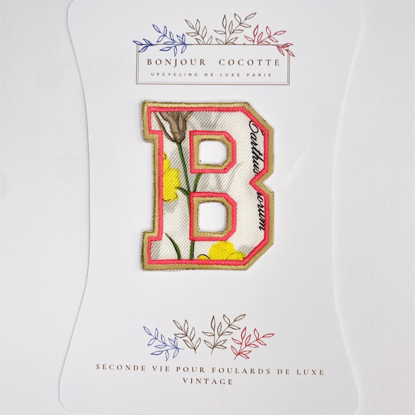 Patch  thermocollant petite lettre B  foulard revalorisé vintage Mantero