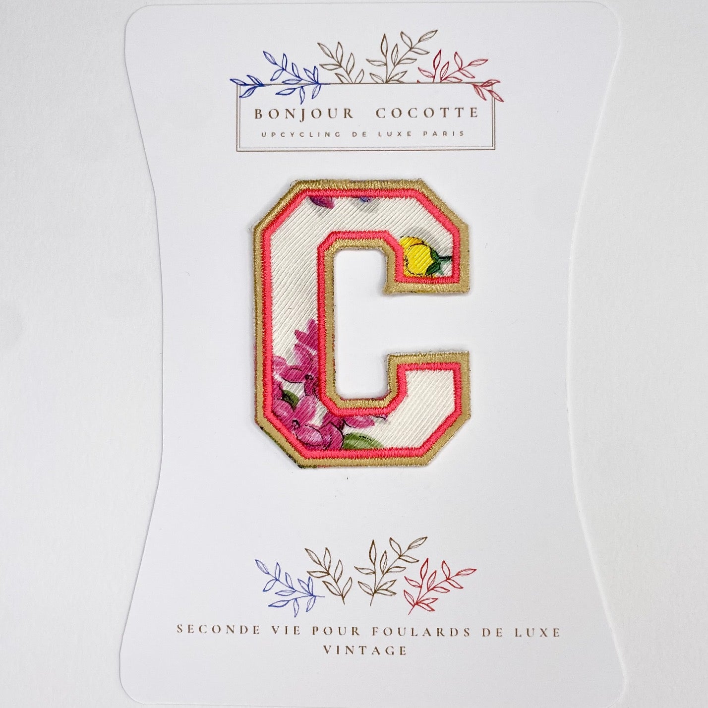 Patch  thermocollant petite lettre C  foulard revalorisé vintage Mantero