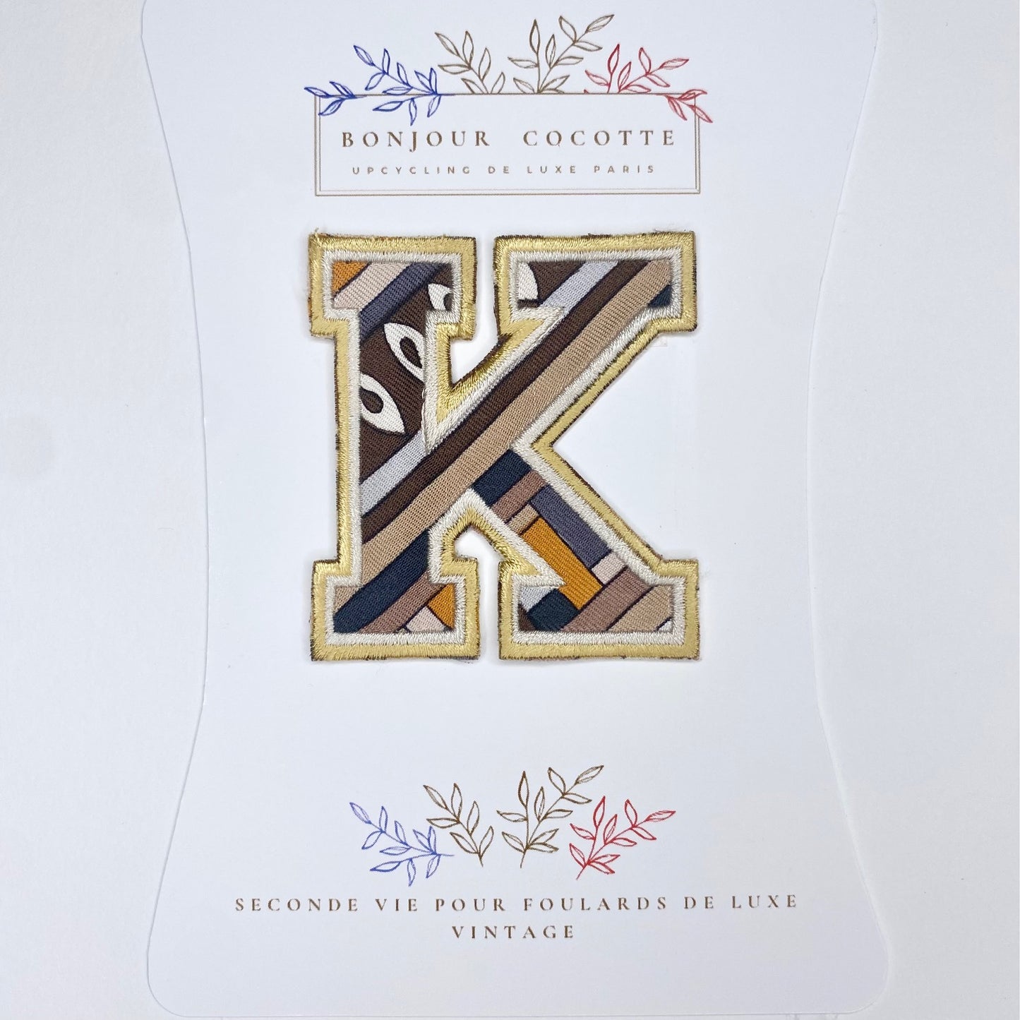 Patch  thermocollant petite lettre K foulard revalorisé vintage Pucci