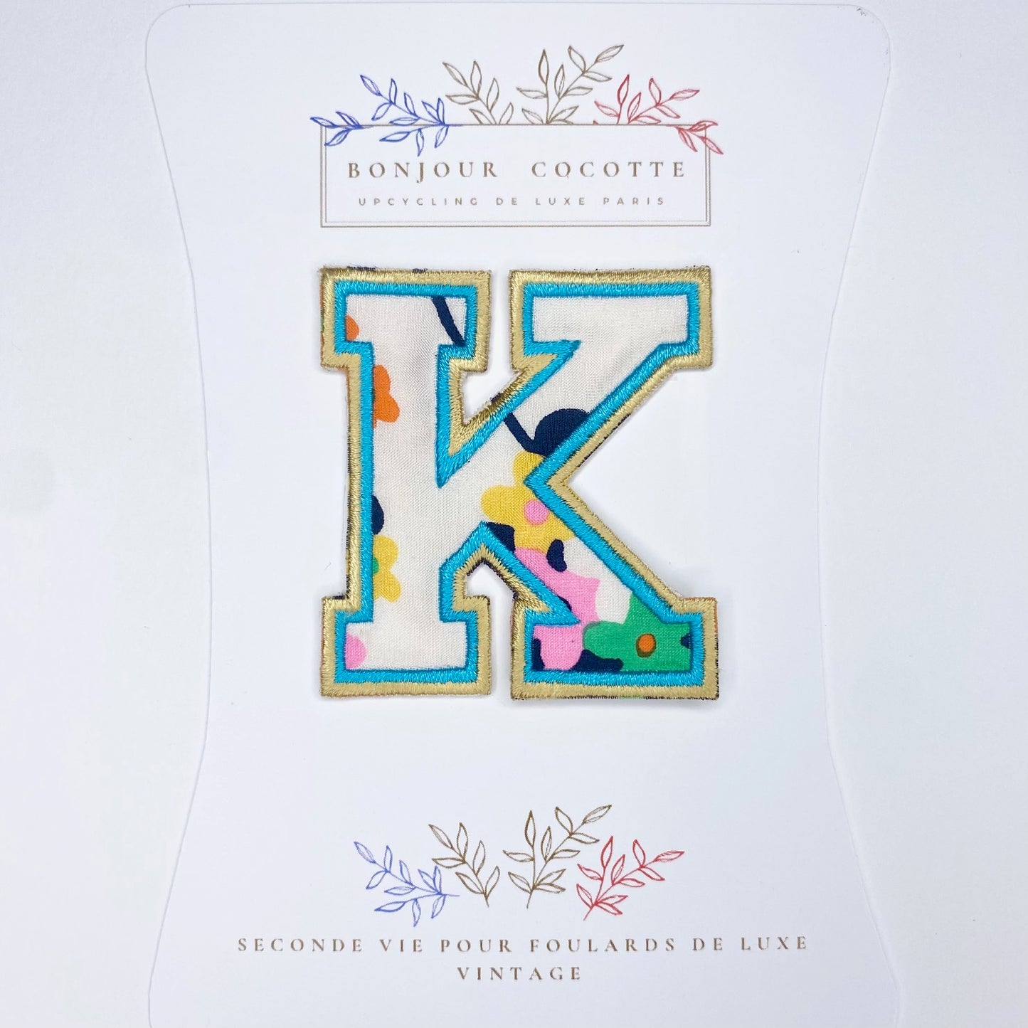 Patch  thermocollant petite lettre K foulard revalorisé vintage Dior